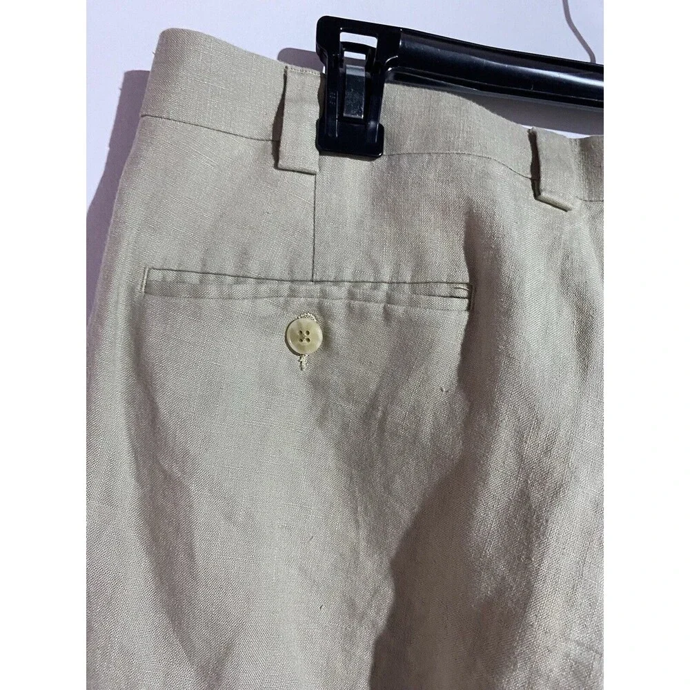 Calvin Klein Pants Mens 36x30* Tan Linen Chino Beach Resort Relaxed Trousers‎